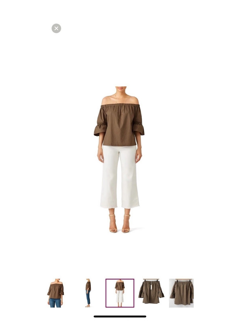 TRINA TURK Castro Top Size small Off the Shoulder Green Textured